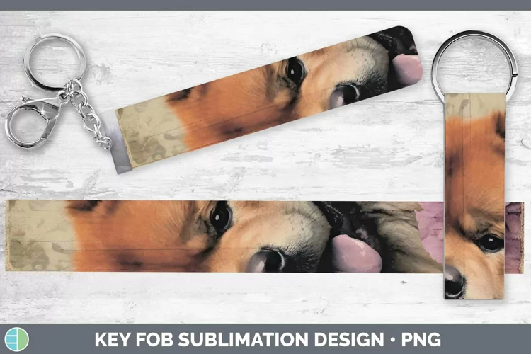 Vintage Decoupage Chow Chow Key Fob Sublimation Wristlet Des