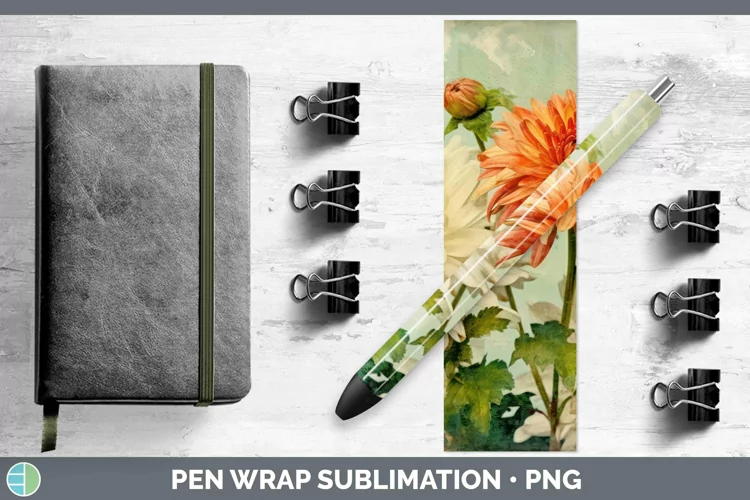 Vintage Decoupage Chrysanthemum Pen Wrap | Sublimation Epoxy
