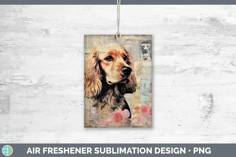 Vintage Decoupage Cocker Spaniel Air Freshener | Sublimation
