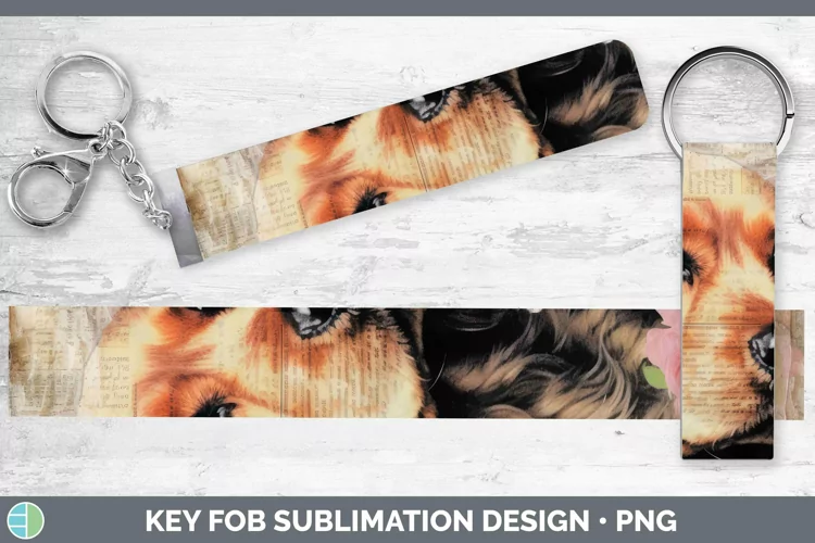 Vintage Decoupage Cocker Spaniel Key Fob Sublimation Wristle