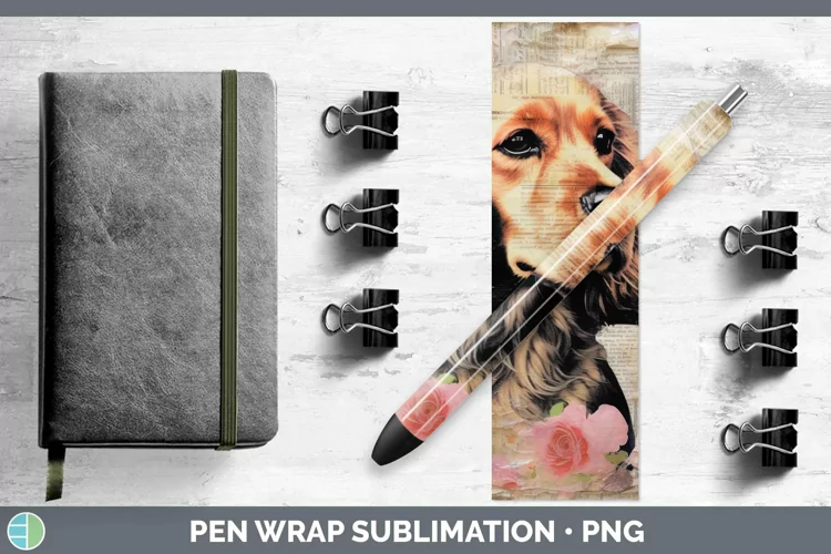 Vintage Decoupage Cocker Spaniel Pen Wrap Sublimation Epoxy
