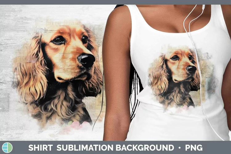 Vintage Decoupage Cocker Spaniel Shirt Sublimation Sublimati