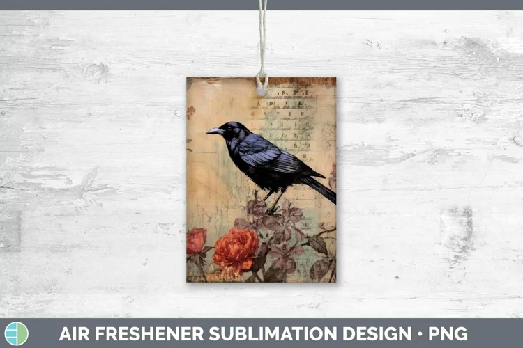 Vintage Decoupage Crow Air Freshener | Sublimation Car Fresh