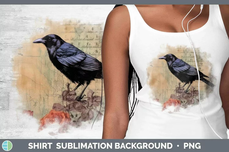 Vintage Decoupage Crow Shirt | Sublimation Sublimation Backg