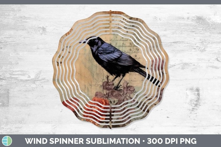Vintage Decoupage Crow Wind Spinner Sublimation Spinner Desi