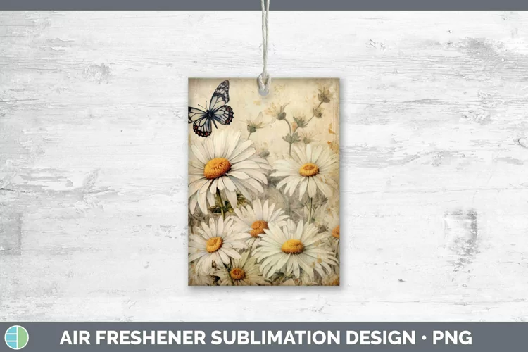 Vintage Decoupage Daisy Air Freshener Sublimation Car Freshe