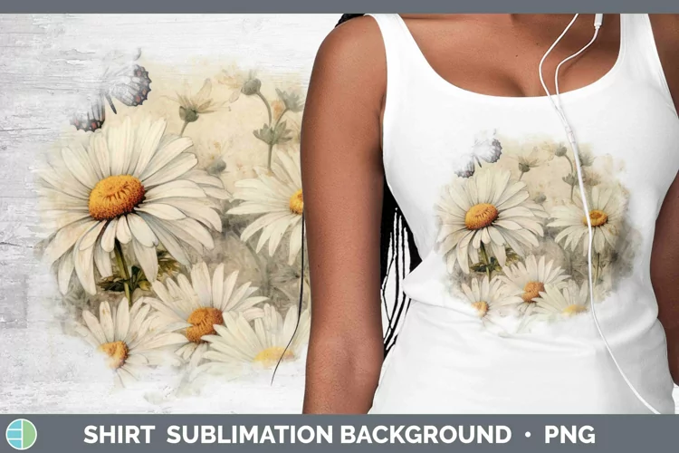 Vintage Decoupage Daisy Shirt Sublimation Sublimation Backgr