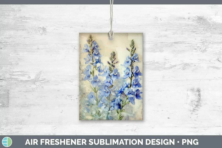 Vintage Decoupage Delphinium Air Freshener | Sublimation Car