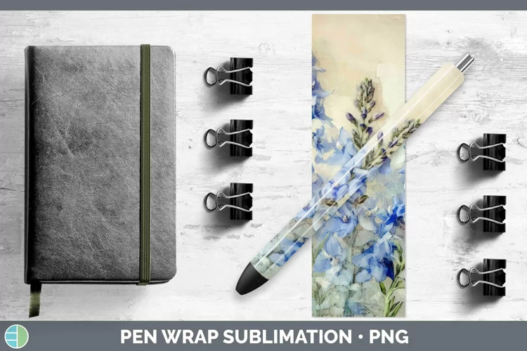 Vintage Decoupage Delphinium Pen Wrap | Sublimation Epoxy Pe