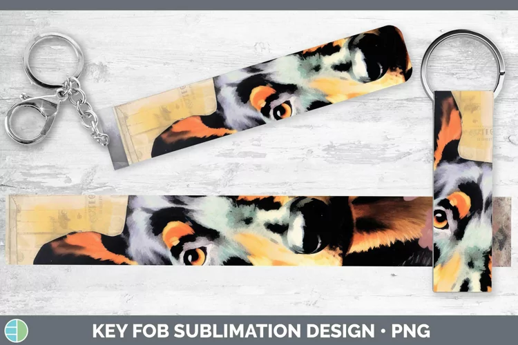 Vintage Decoupage Doberman Pinscher Key Fob Sublimation Wris