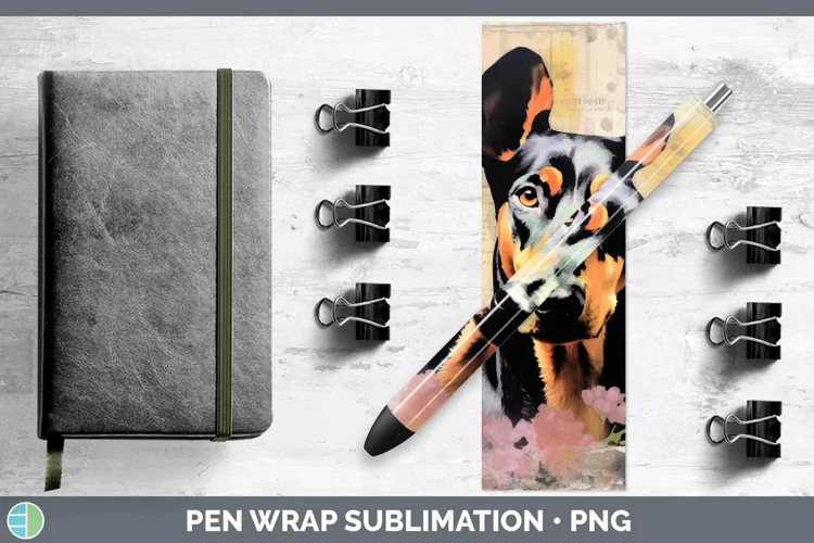 Vintage Decoupage Doberman Pinscher Pen Wrap Sublimation Epo