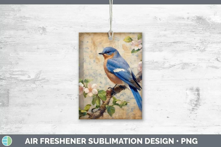 Vintage Decoupage Eastern Bluebird Air Freshener | Sublimati