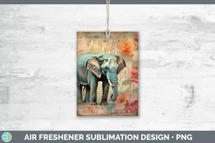 Vintage Decoupage Elephant Air Freshener Sublimation Car Fre
