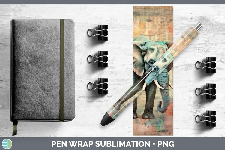 Vintage Decoupage Elephant Pen Wrap Sublimation Epoxy Pen De