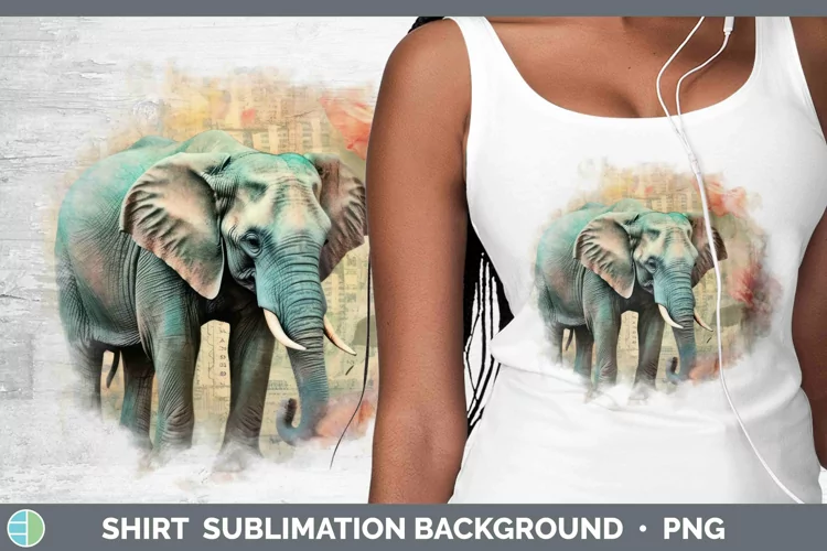 Vintage Decoupage Elephant Shirt Sublimation Sublimation Bac