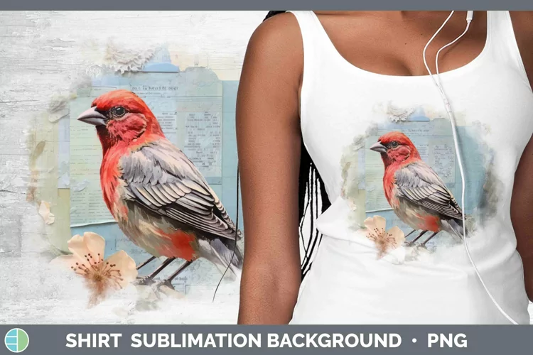 Vintage Decoupage Finch Shirt | Sublimation Sublimation Back