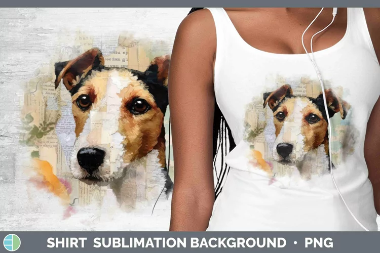 Vintage Decoupage Fox Terrier Dog Shirt Sublimation Sublimat