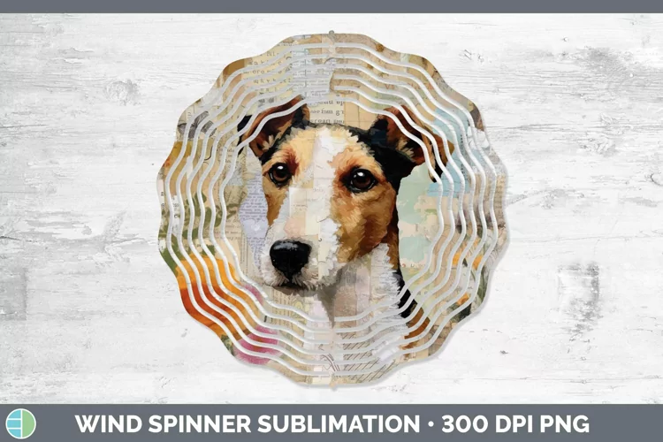Vintage Decoupage Fox Terrier Dog Wind Spinner Sublimation S