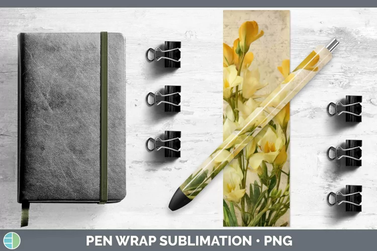 Vintage Decoupage Freesia Pen Wrap | Sublimation Epoxy Pen D