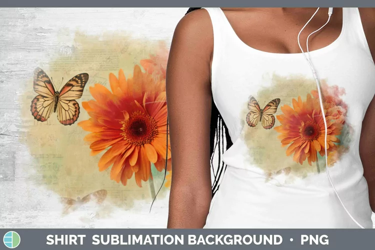 Vintage Decoupage Gerbera Daisy Shirt Sublimation Sublimatio