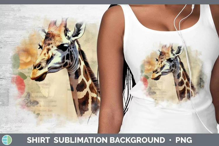 Vintage Decoupage Giraffe Shirt Sublimation Sublimation Back