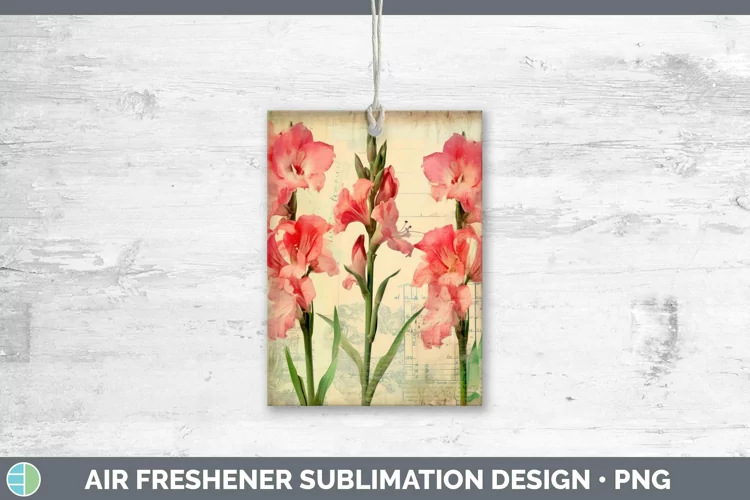 Vintage Decoupage Gladiolus Air Freshener | Sublimation Car