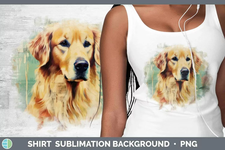 Vintage Decoupage Golden Retriever Shirt Sublimation Sublima