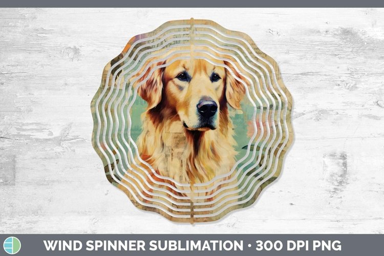 Vintage Decoupage Golden Retriever Wind Spinner Sublimation