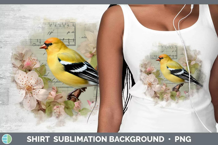 Vintage Decoupage Goldfinch Shirt | Sublimation Sublimation
