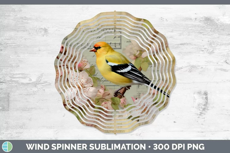 Vintage Decoupage Goldfinch Wind Spinner Sublimation Spinner