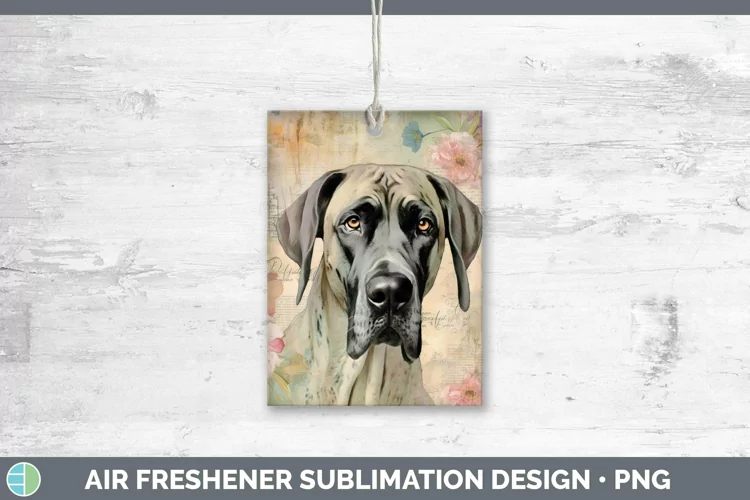 Vintage Decoupage Great Dane Air Freshener | Sublimation Car