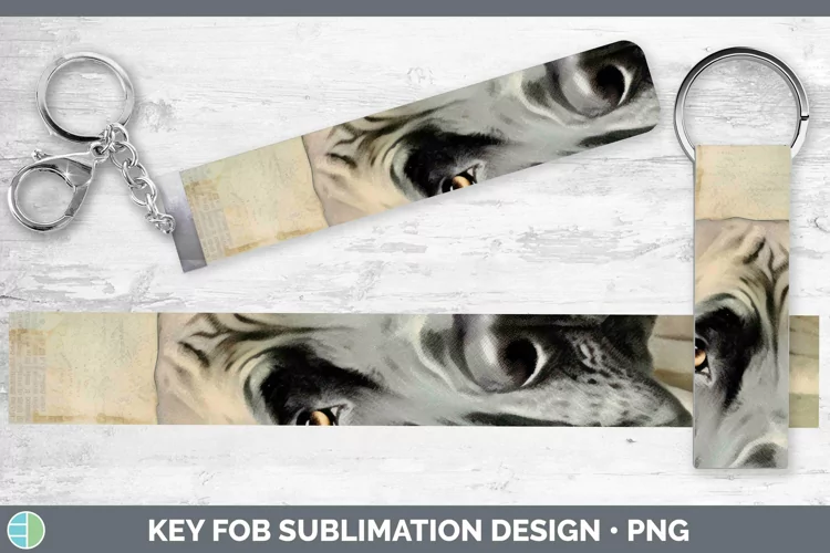 Vintage Decoupage Great Dane Key Fob Sublimation Wristlet De