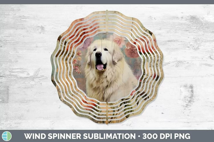 Vintage Decoupage Great Pyrenees Wind Spinner Sublimation Sp
