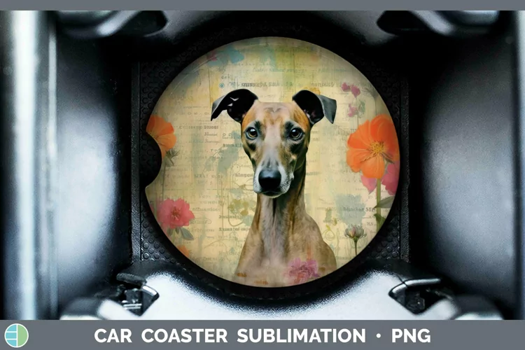 Vintage Decoupage Greyhound Car Coaster Sublimation Coaster