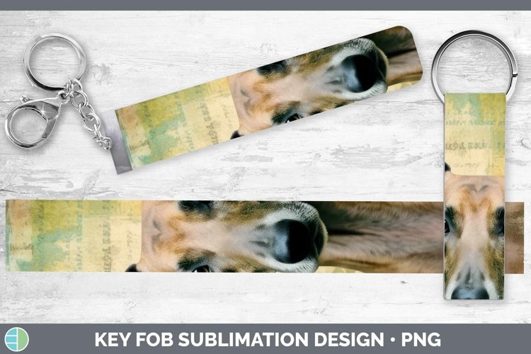 Vintage Decoupage Greyhound Key Fob Sublimation Wristlet Des