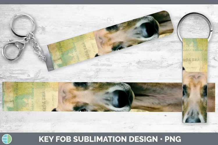Vintage Decoupage Greyhound Key Fob Sublimation Wristlet Des