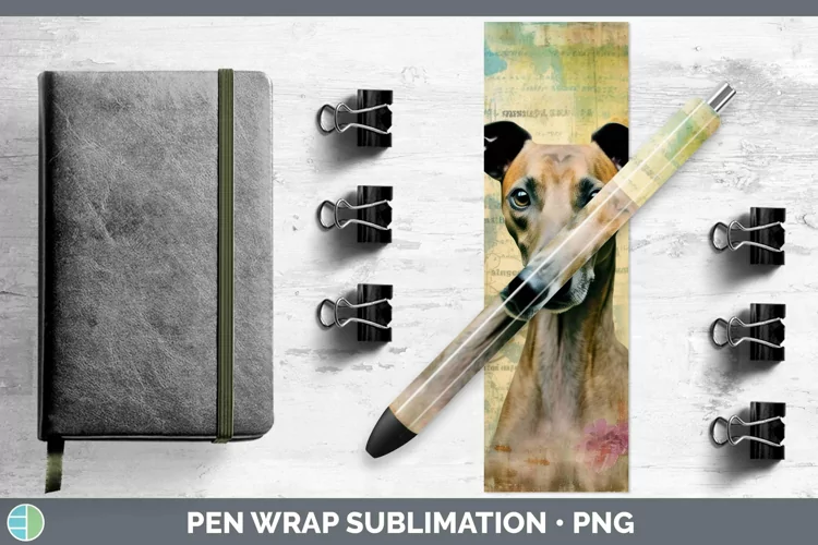 Vintage Decoupage Greyhound Pen Wrap Sublimation Epoxy Pen D
