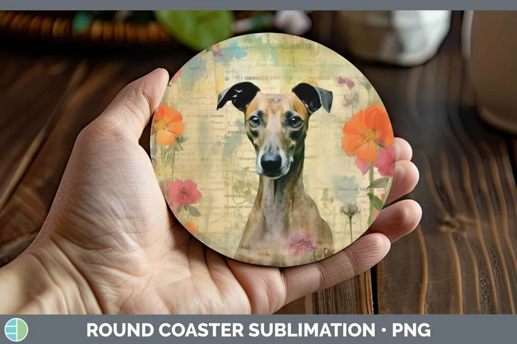 Vintage Decoupage Greyhound Round Coaster Sublimation Coaste