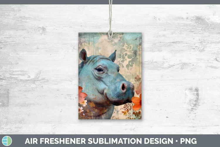 Vintage Decoupage Hippo Air Freshener Sublimation Car Freshe