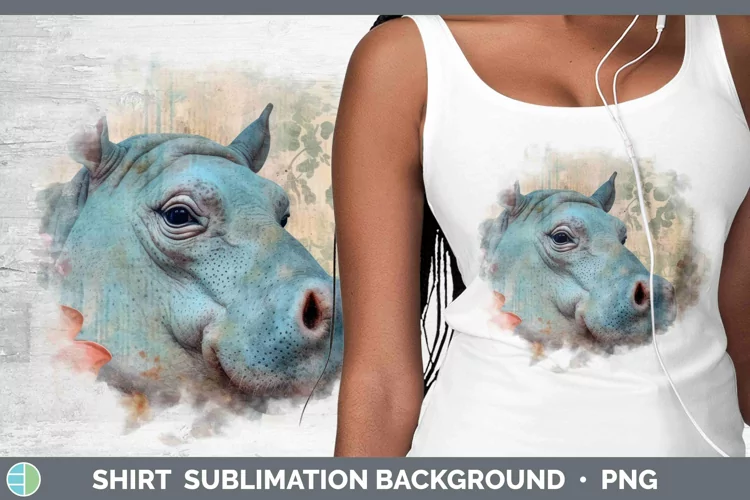 Vintage Decoupage Hippo Shirt Sublimation Sublimation Backgr