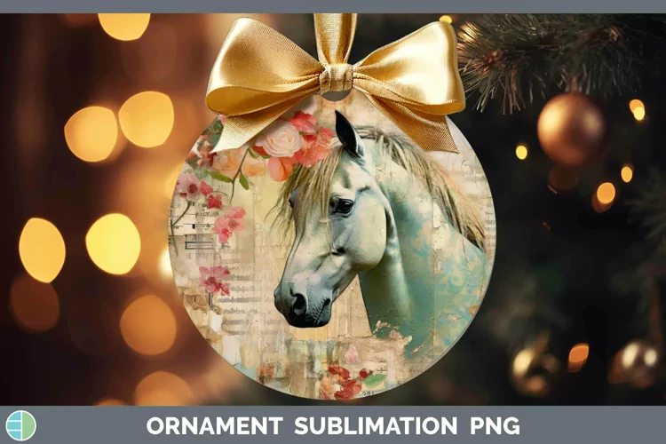 Vintage Decoupage Horse Ornament Sublimation Bauble Designs