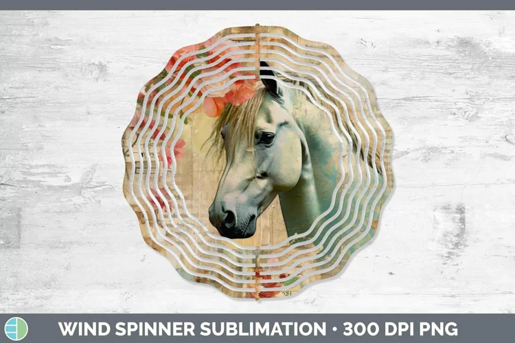 Vintage Decoupage Horse Wind Spinner Sublimation Spinner Des