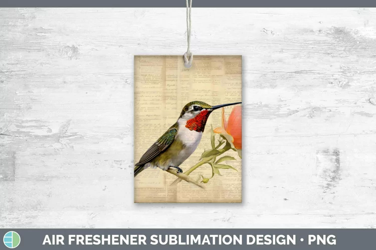 Vintage Decoupage Hummingbird Air Freshener | Sublimation Ca