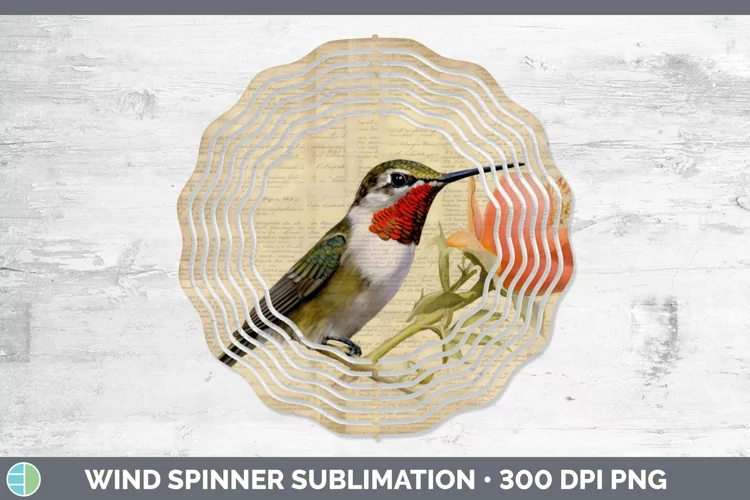 Vintage Decoupage Hummingbird Wind Spinner Sublimation Spinn