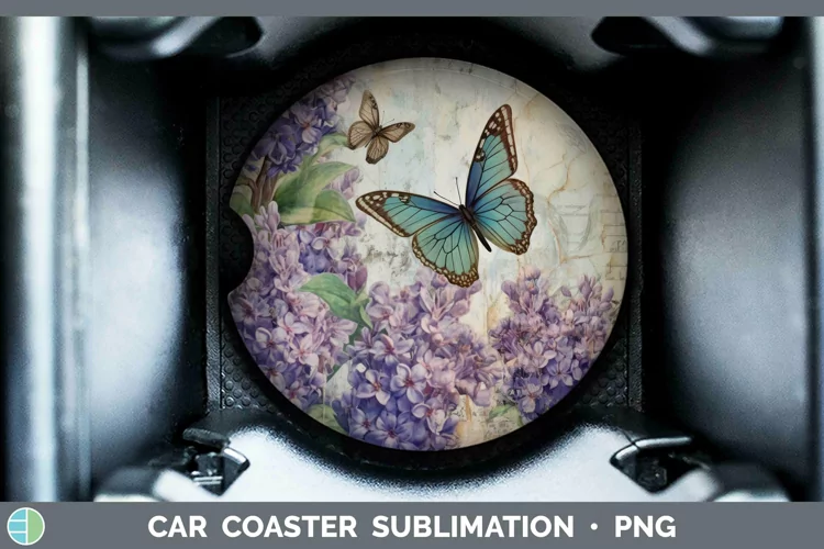 Vintage Decoupage Hyacinth Car Coaster Sublimation Coaster D
