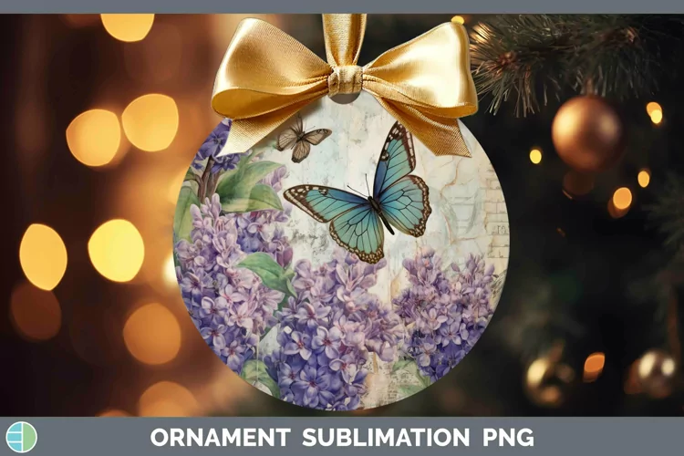 Vintage Decoupage Hyacinth Ornament Sublimation Bauble Desig