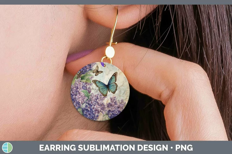 Vintage Decoupage Hyacinth Round Earrings Sublimation Earrin