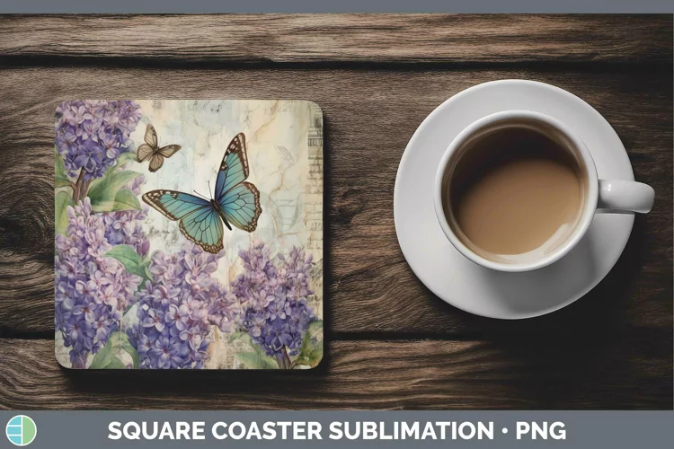 Vintage Decoupage Hyacinth Square Coaster Sublimation Coaste
