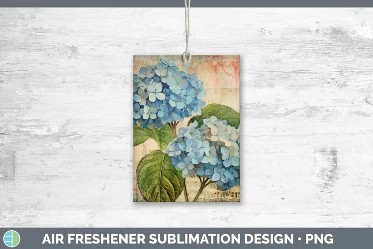 Vintage Decoupage Hydrangea Air Freshener | Sublimation Car