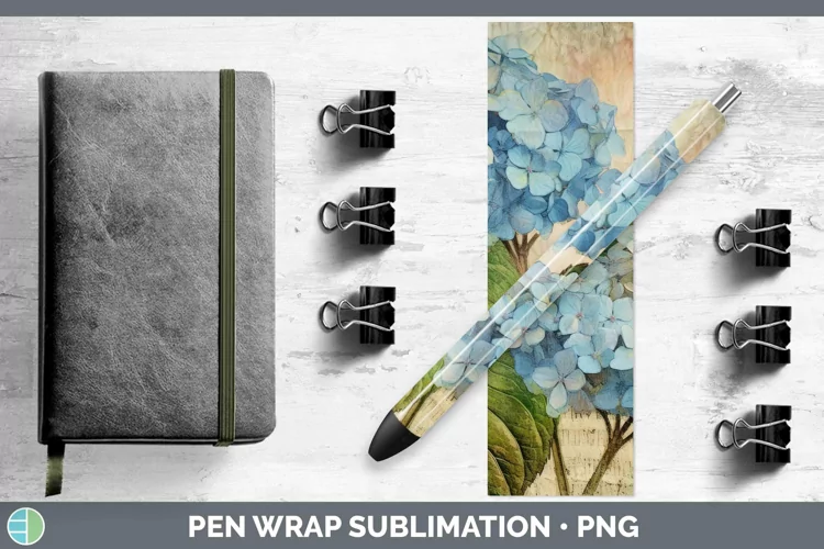 Vintage Decoupage Hydrangea Pen Wrap | Sublimation Epoxy Pen